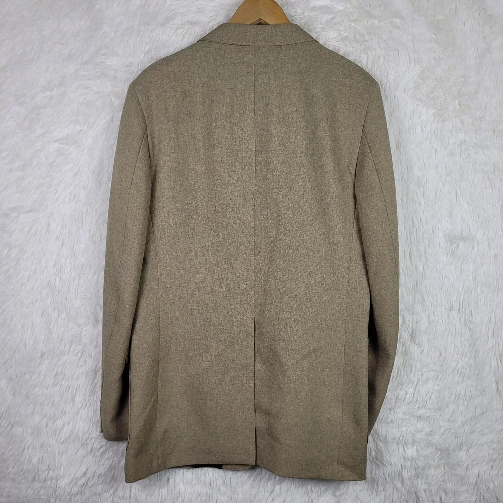 Vtg Levis Tan Action Suit Sport Coat Blazer 42L Sta-Prest Classic 80s Neutral